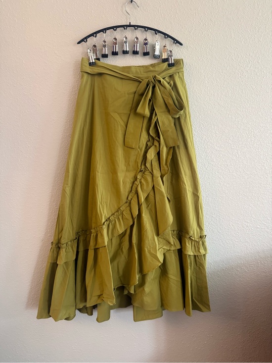 Maeve Dresses & Skirts - Maeve Olive Wrap Ruffle Maxi Skirt